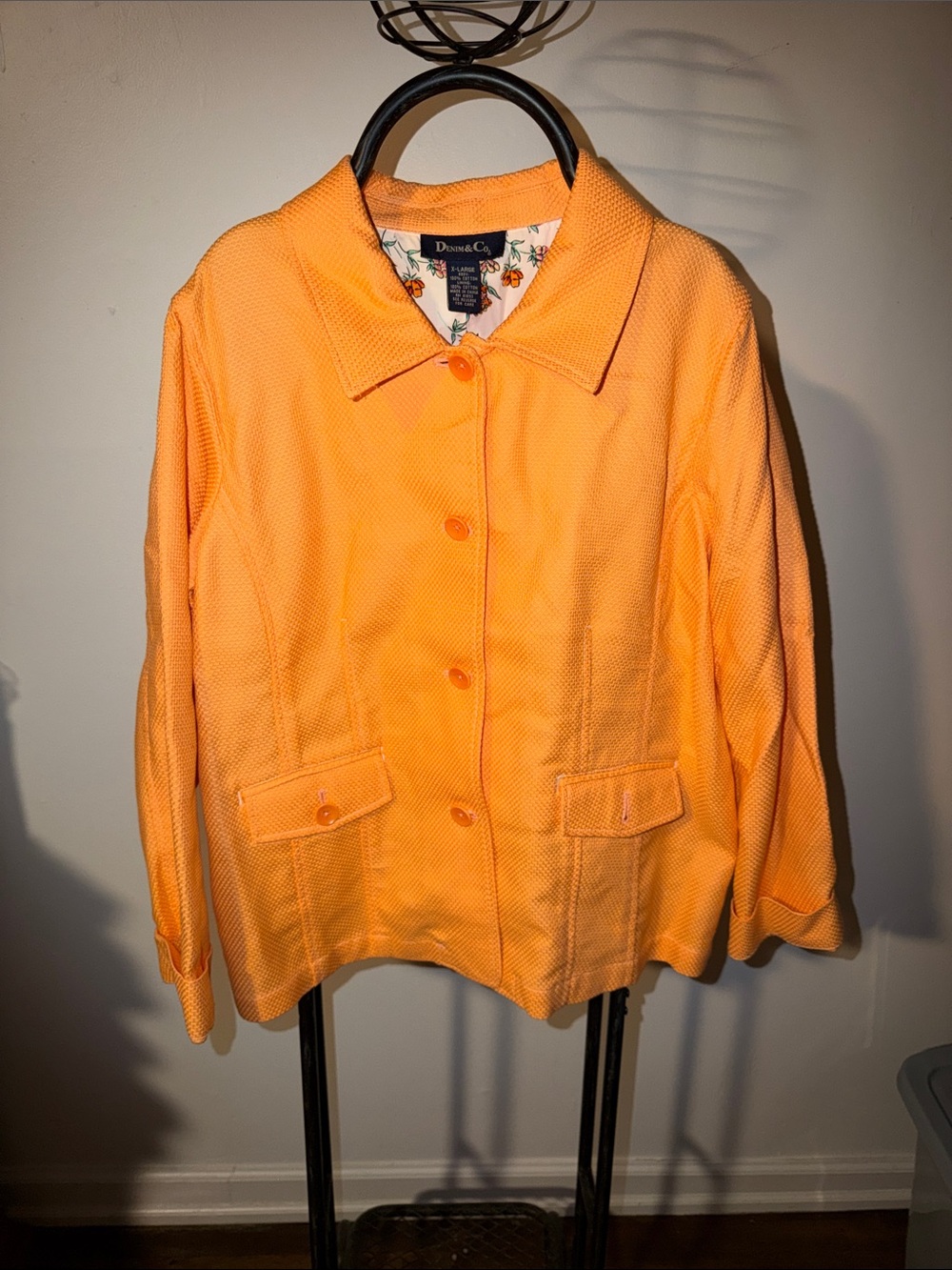 Denim&Co Orange Textured Button-Front Jacket